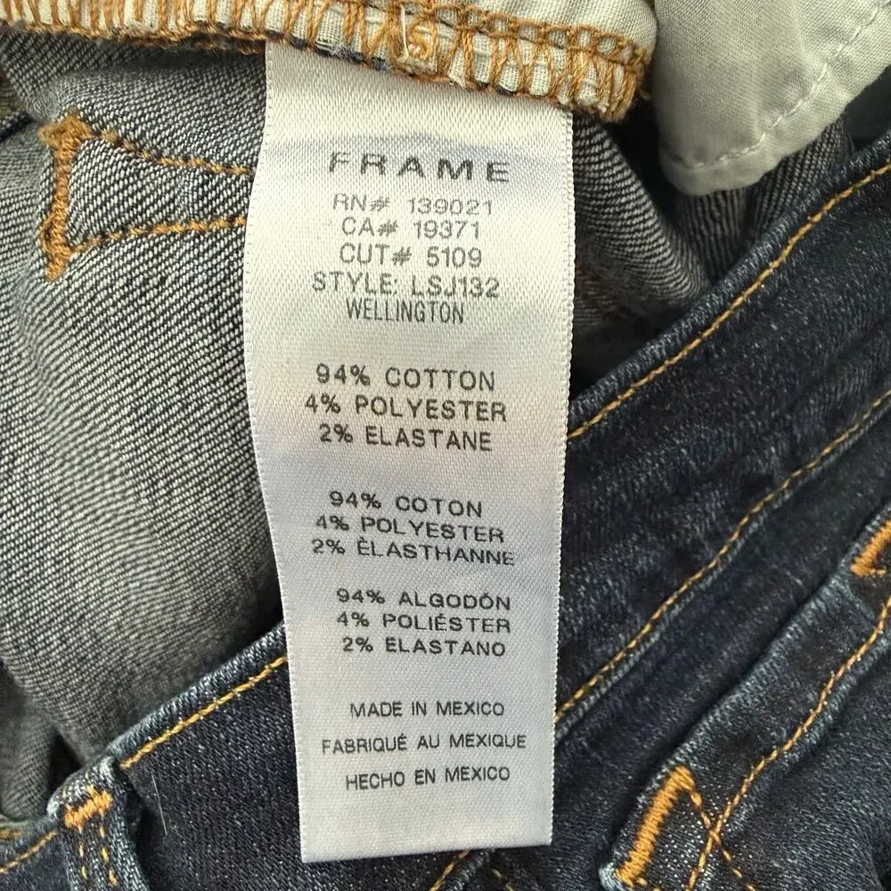 Frame Le Skinny de Jeanne Wellington Stretch Blue Denim Jeans Size 25 Minimal - Picture 5 of 12